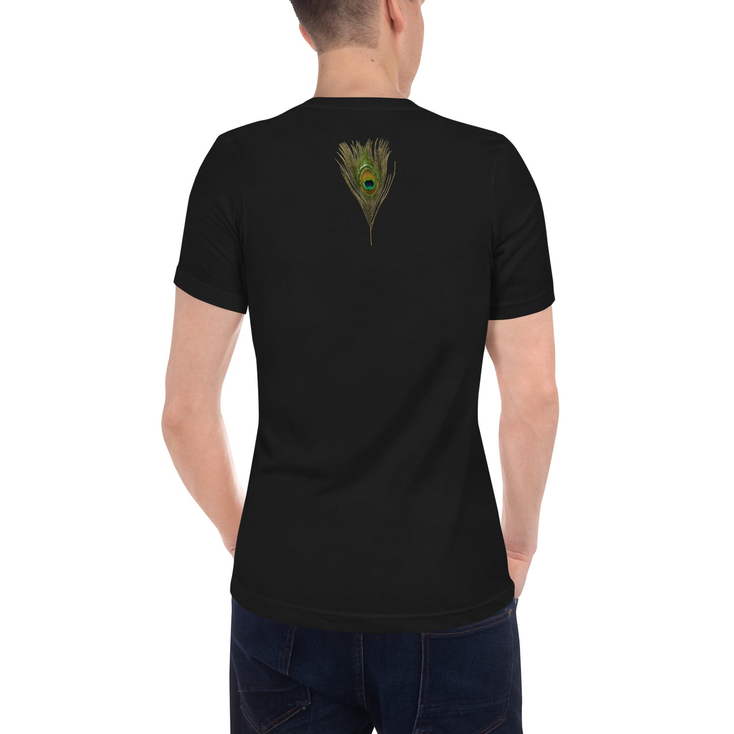 Unisex Proud Peacock Short Sleeve V-Neck T-Shirt