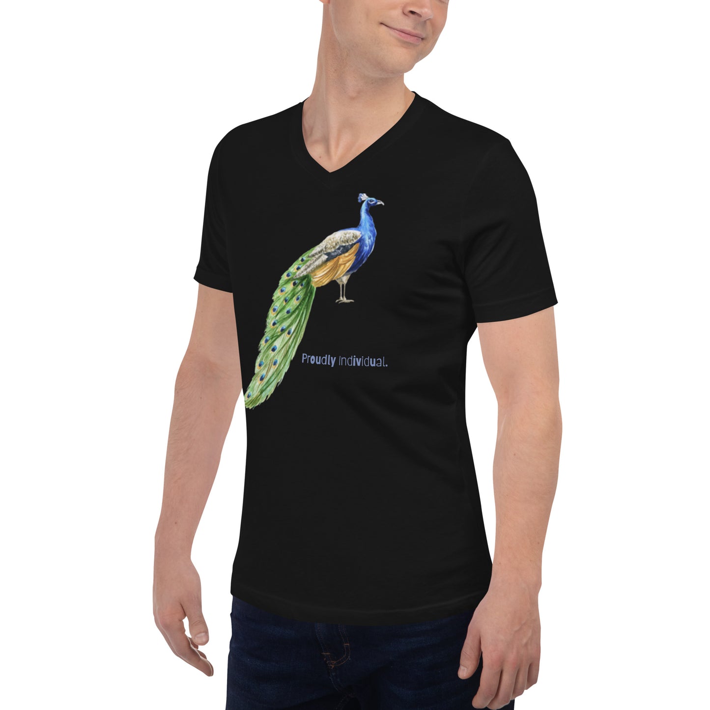 Unisex Proud Peacock Short Sleeve V-Neck T-Shirt