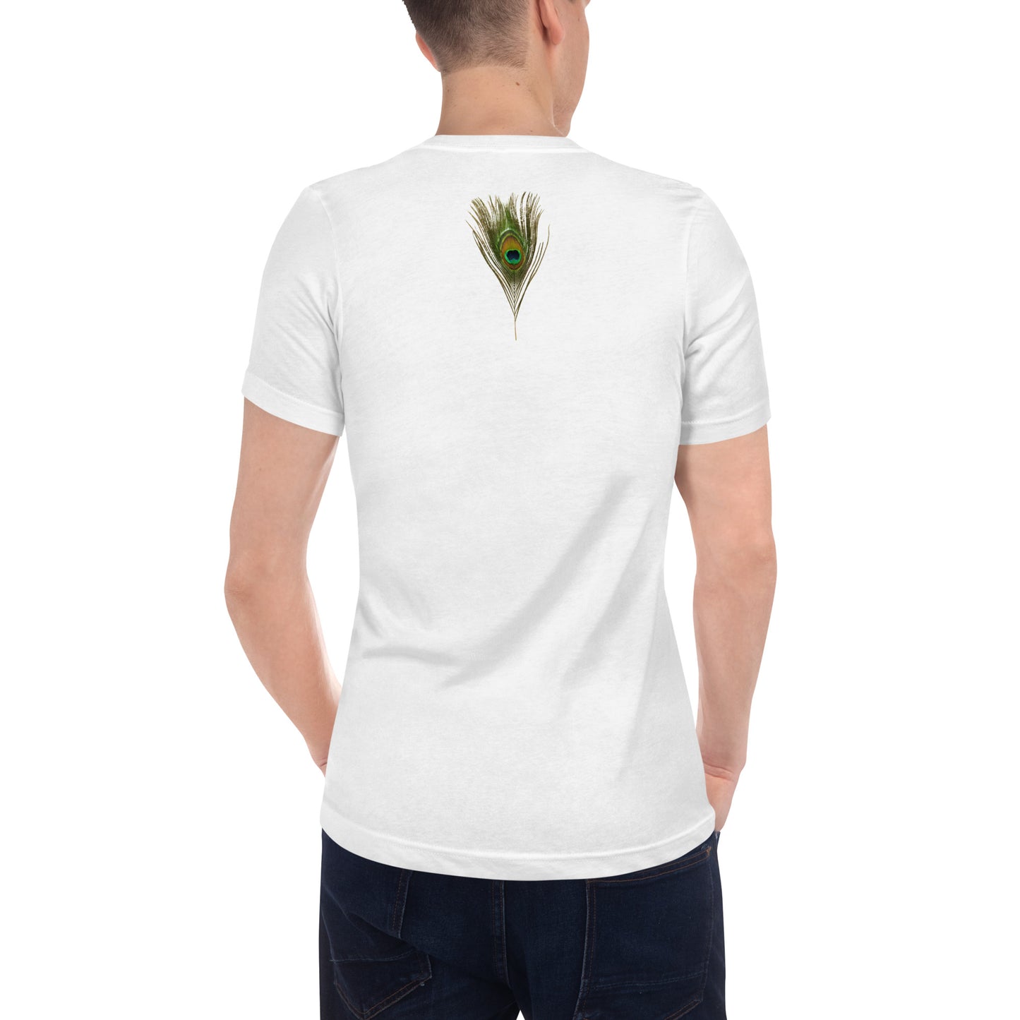 Unisex Proud Peacock Short Sleeve V-Neck T-Shirt