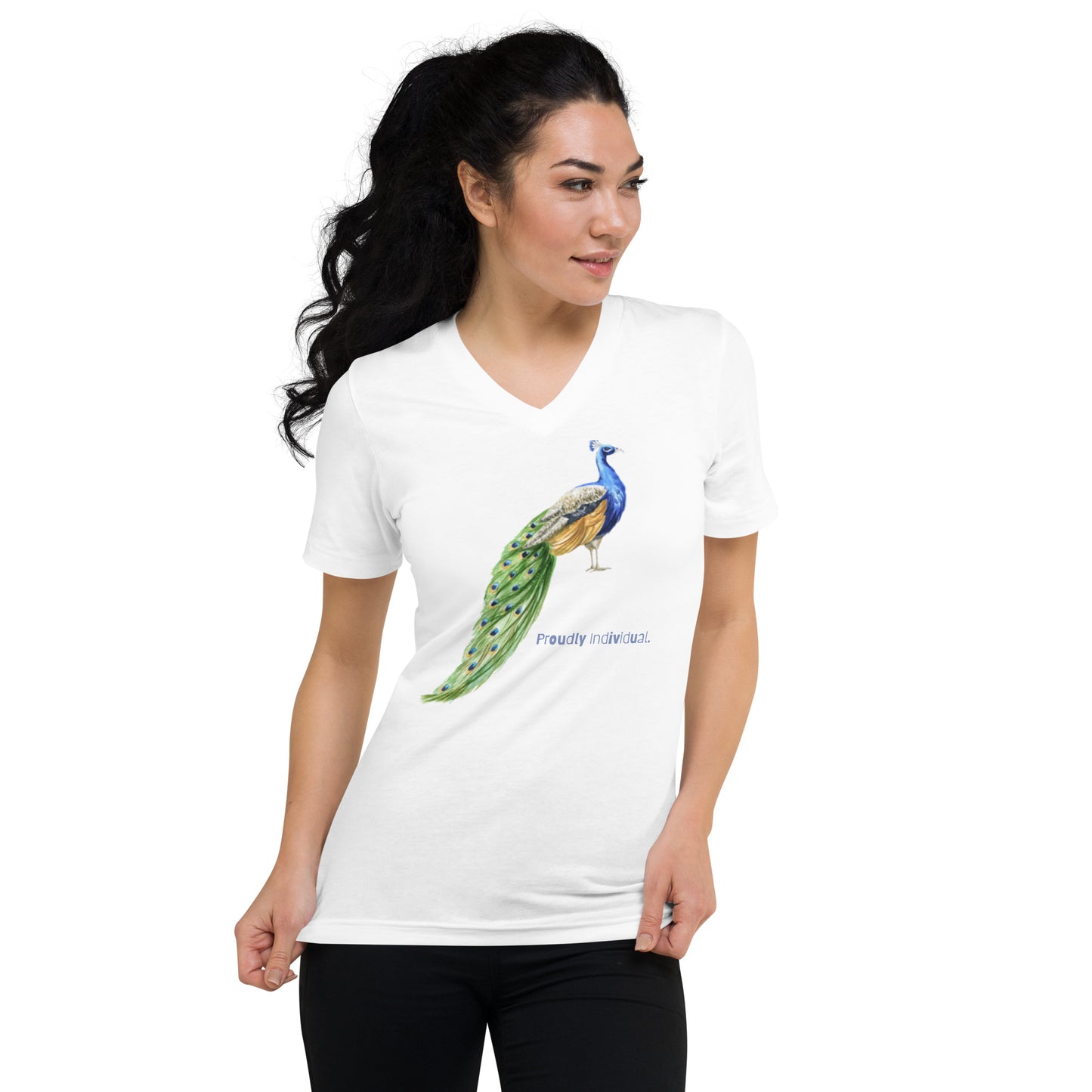 Unisex Proud Peacock Short Sleeve V-Neck T-Shirt