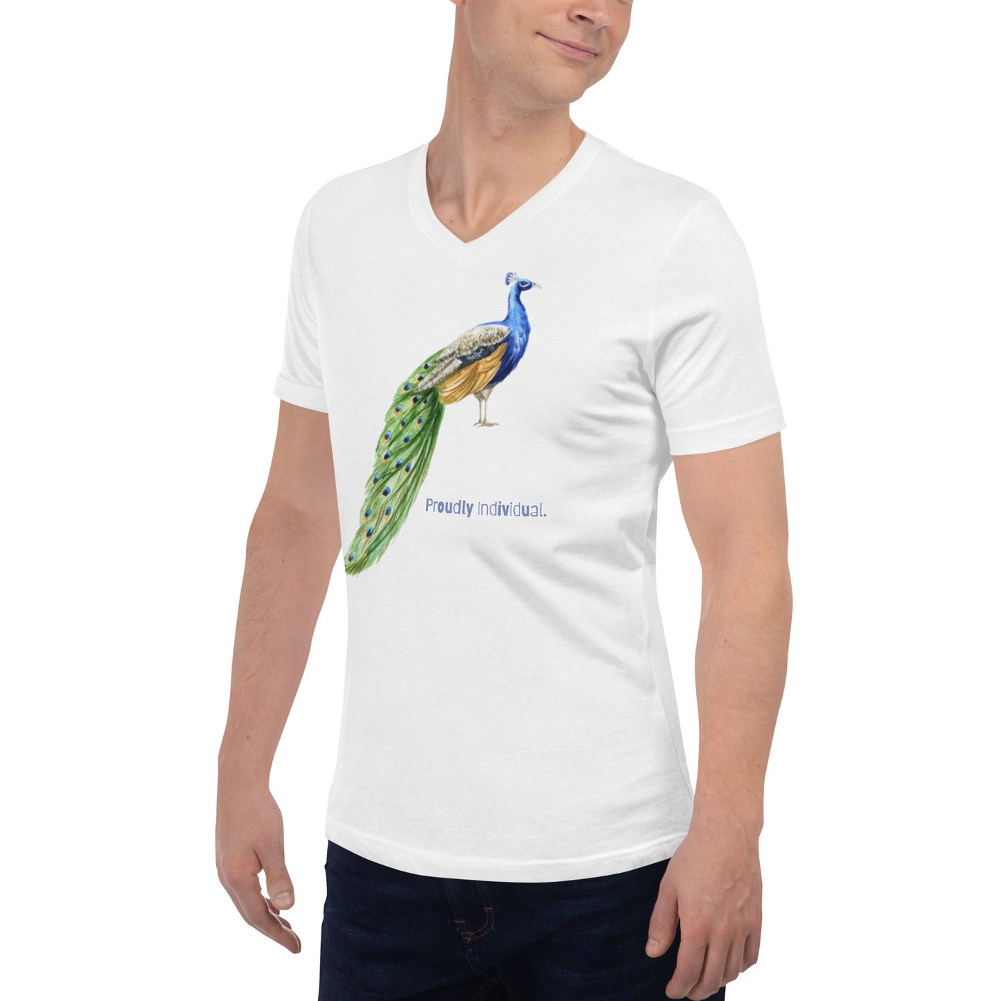 Unisex Proud Peacock Short Sleeve V-Neck T-Shirt
